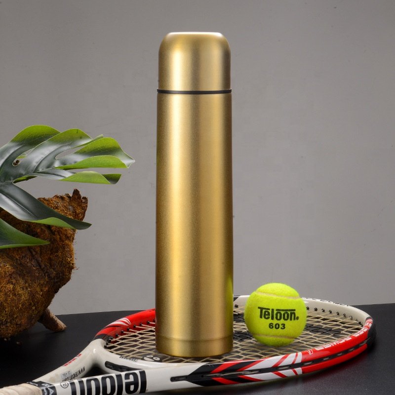 Custom logo Vacuum flask thermos bottle stainless steel set with PU leather pouch wholesale classic