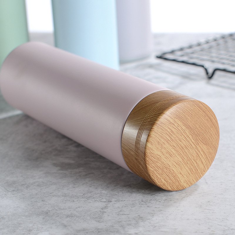 304 stainless steel bamboo tea water bottle flask wide mouth coffee cup bamboo tumblers with tea infuser bamboo thermos