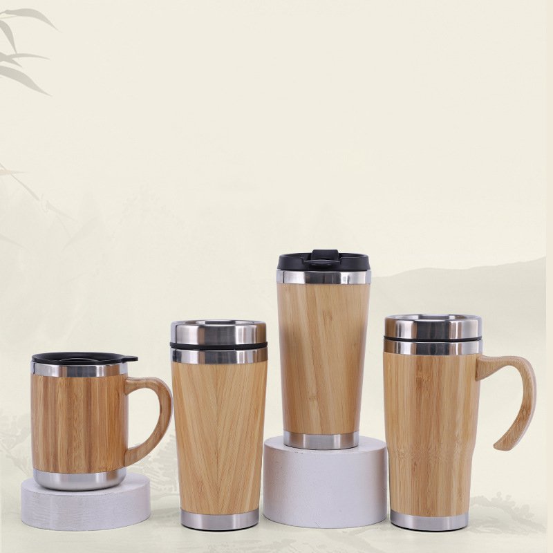 Wholesale custom logo 450/500ml double wall Vacuum Insulated Smart water bottle with temperature display Led bamboo water bottle