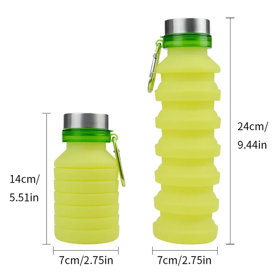 Medical grade factory custom GRS food grade BPA FREE custom Logo outdoor sports portable collapsible Silicone Water Bottle