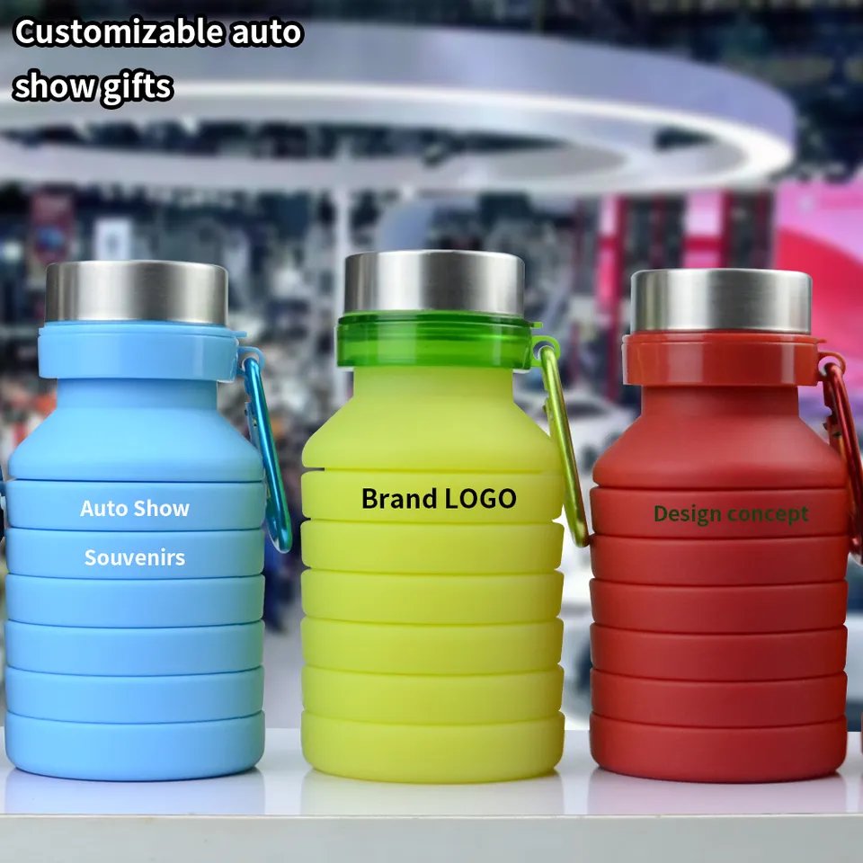 Medical grade factory custom GRS food grade BPA FREE custom Logo outdoor sports portable collapsible Silicone Water Bottle