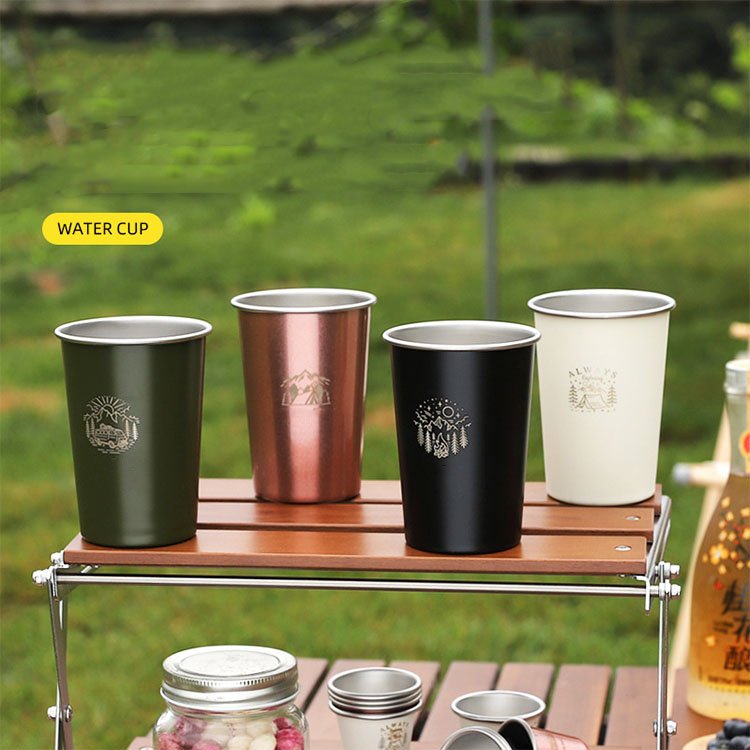 Hot Camping Mug Mountaineering Outdoor Camping Stainless Steel Portable Cup 350ML Beer Tea Coffee Cup