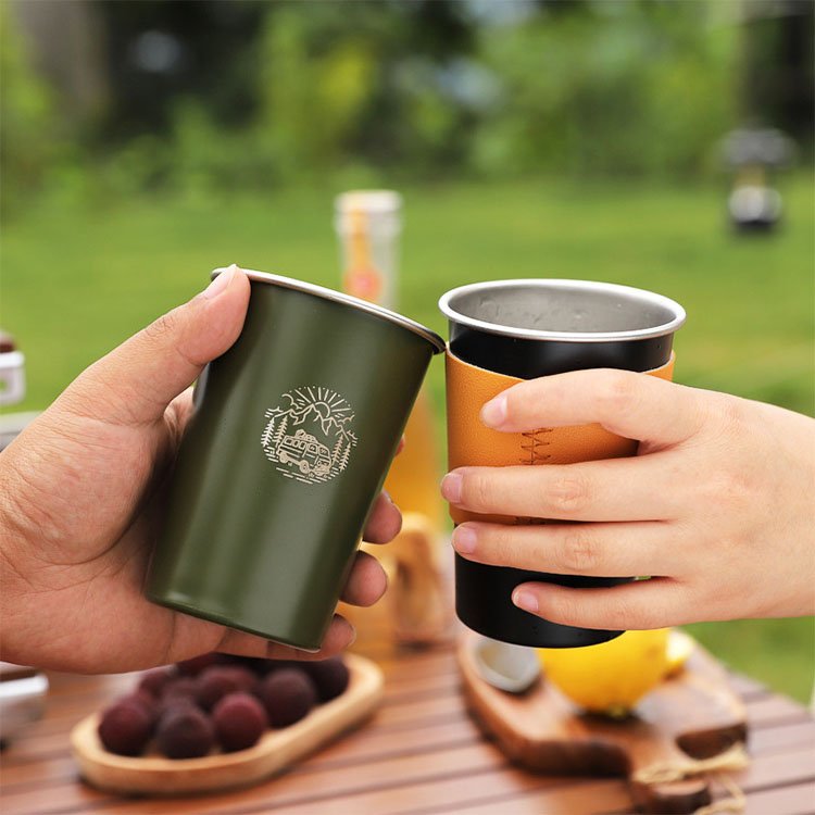 Hot Camping Mug Mountaineering Outdoor Camping Stainless Steel Portable Cup 350ML Beer Tea Coffee Cup