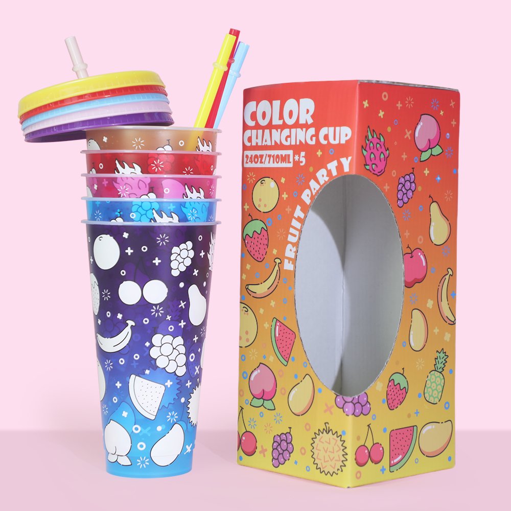 100 design Wholesale magic reusable mug temperature plastic color changing cup when cold