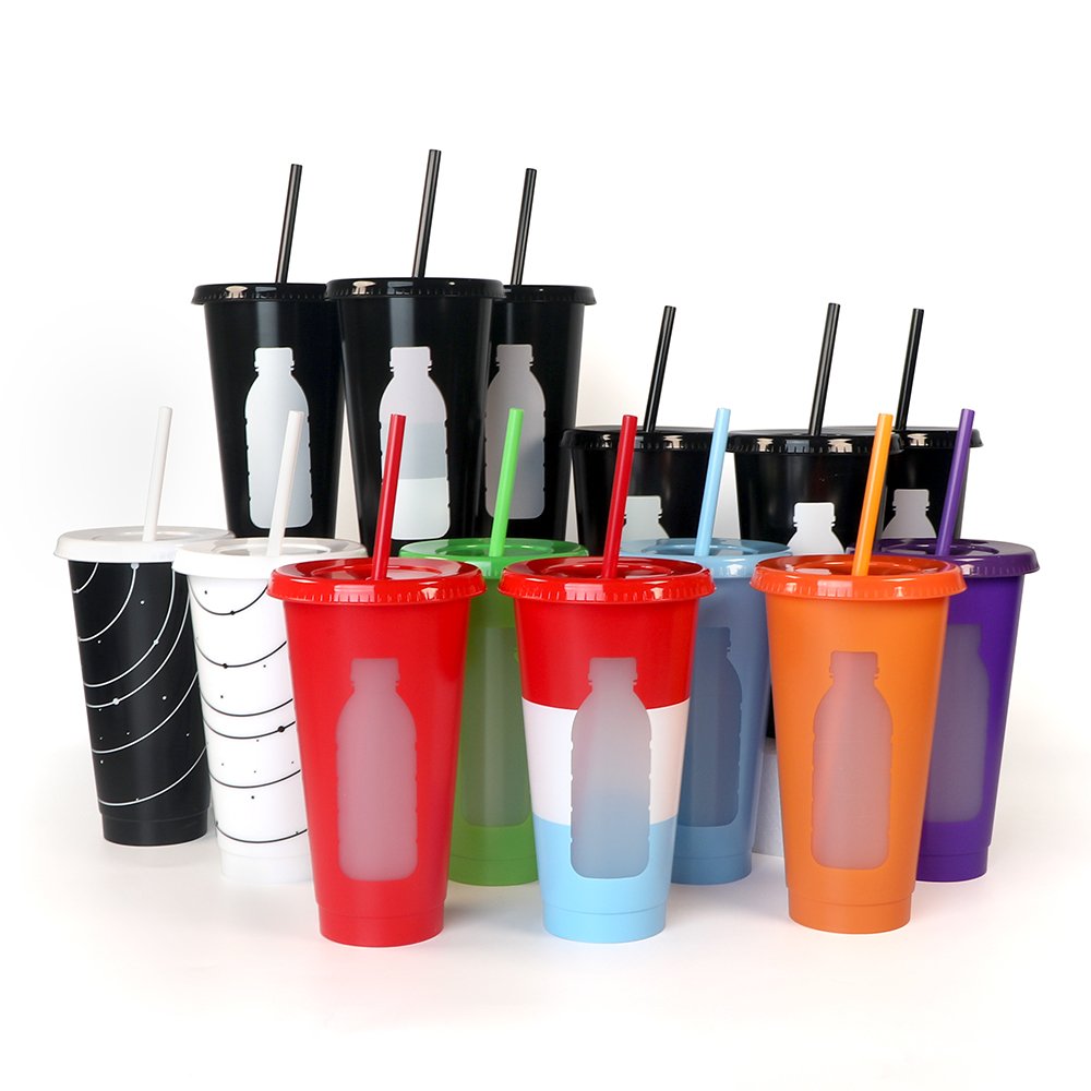 100 design Wholesale magic reusable mug temperature plastic color changing cup when cold