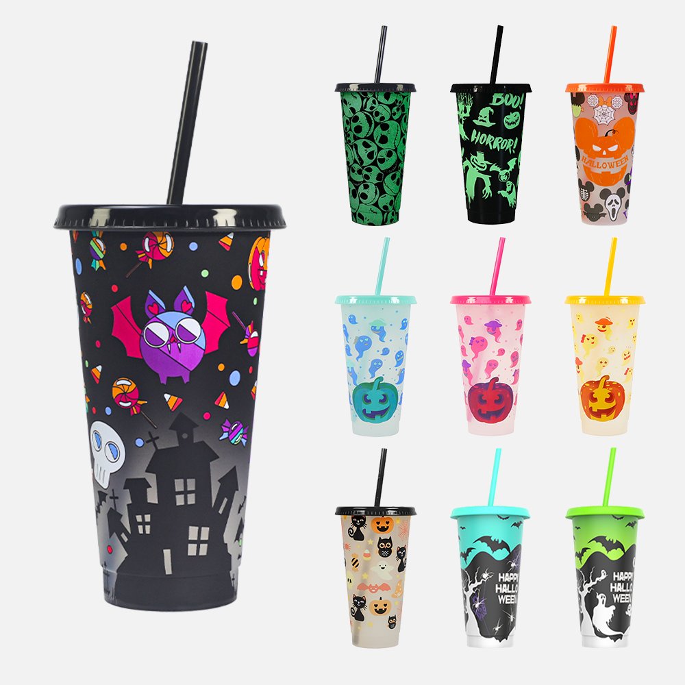 100 design Wholesale magic reusable mug temperature plastic color changing cup when cold