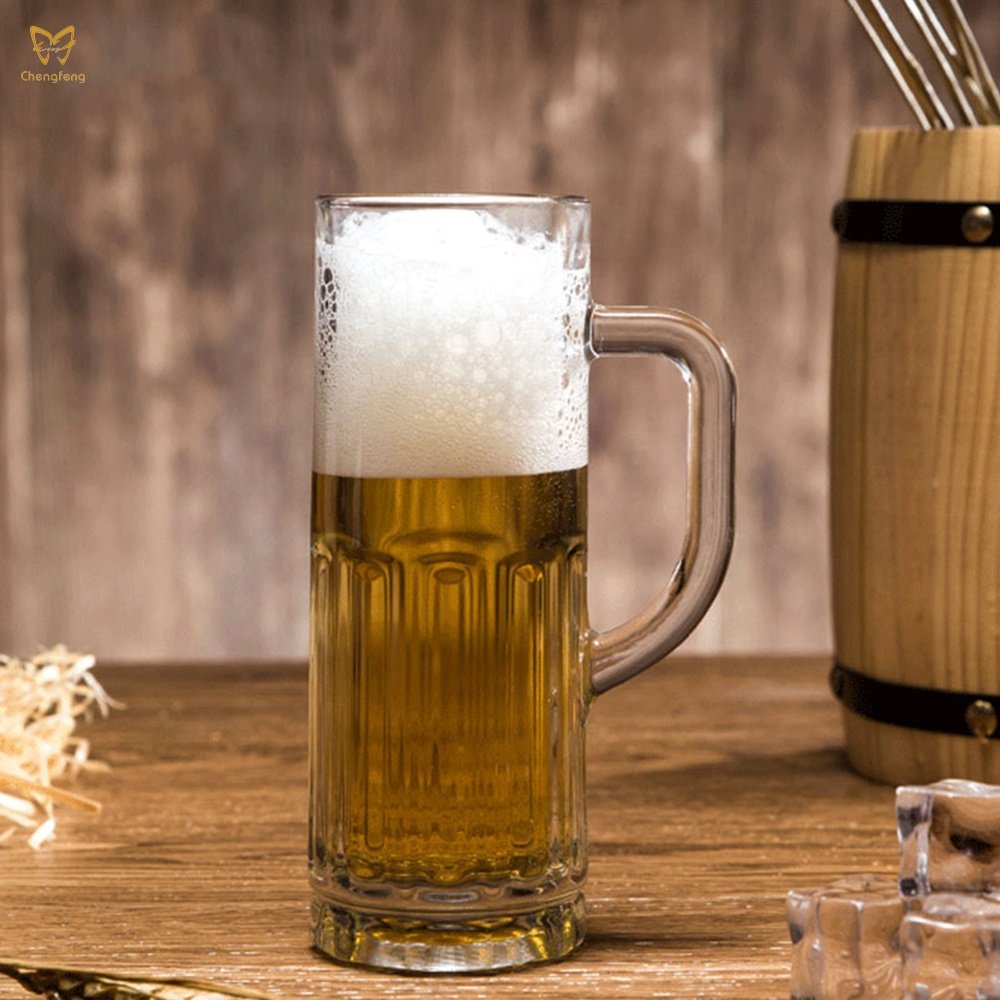 Wholesale 360ml 600ml Clear Transparent Large Custom Logo Beer Glasses Mug Cup For Cold Beverage Drinks Bar Beer Stein