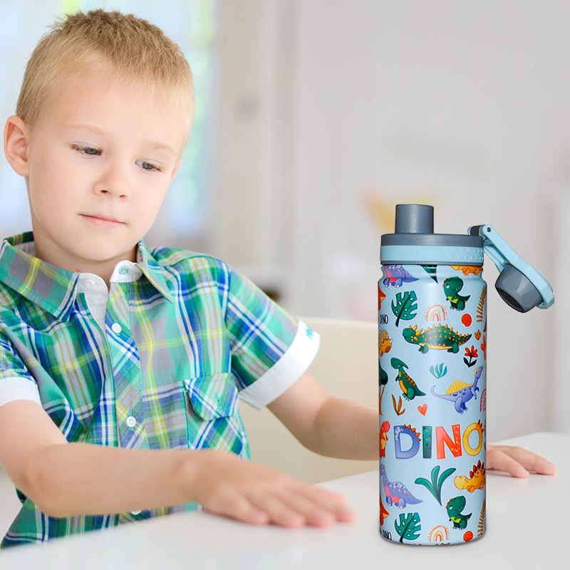 17oz Stainless Steel Kids Water Bottle Straw Drinking Children Bpa Free Kids Drink School Cute Pattern Water Bottle