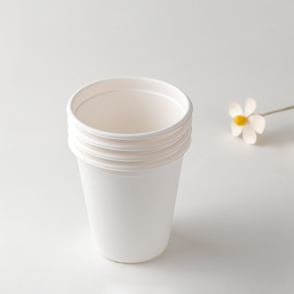 12 Oz Disposable Sugarcane Bagasse Cup Takeaway Water Tea Coffee Cups With Lid