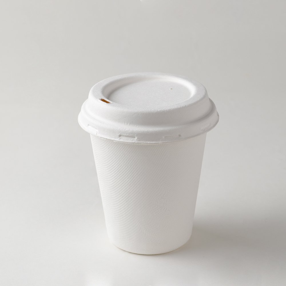 12 Oz Disposable Sugarcane Bagasse Cup Takeaway Water Tea Coffee Cups With Lid