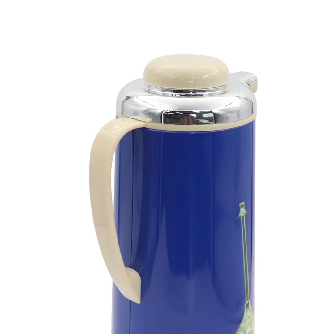 High Class Customized pattern logo acceptable Iron Body Glass Refill vacuum flask coffee pot Suitable Household Camping Party