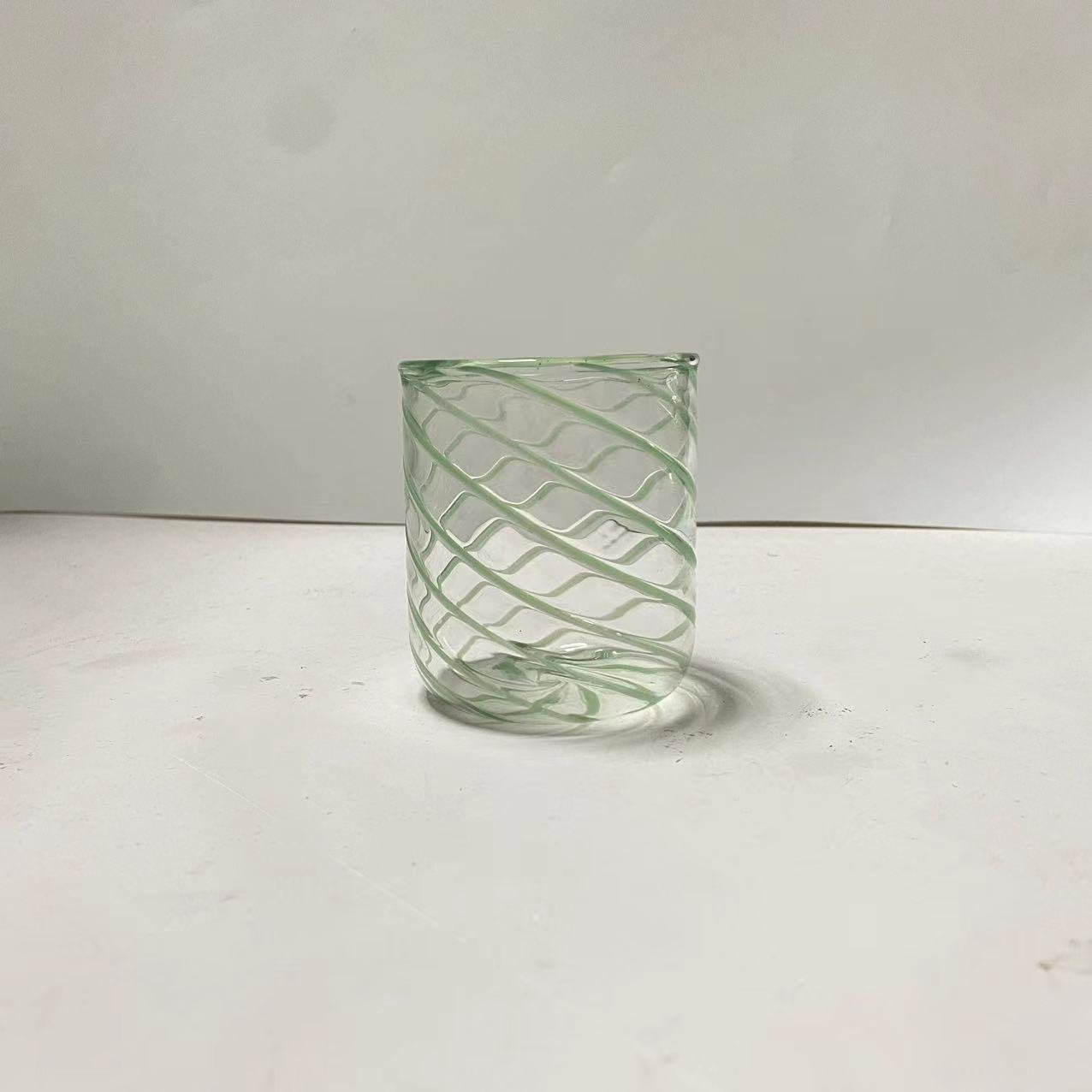 Wholesale Customized Clear Glassware Drinkware Glass Iced Coffee Mugs Latte Tea Cups With Colored Stripes