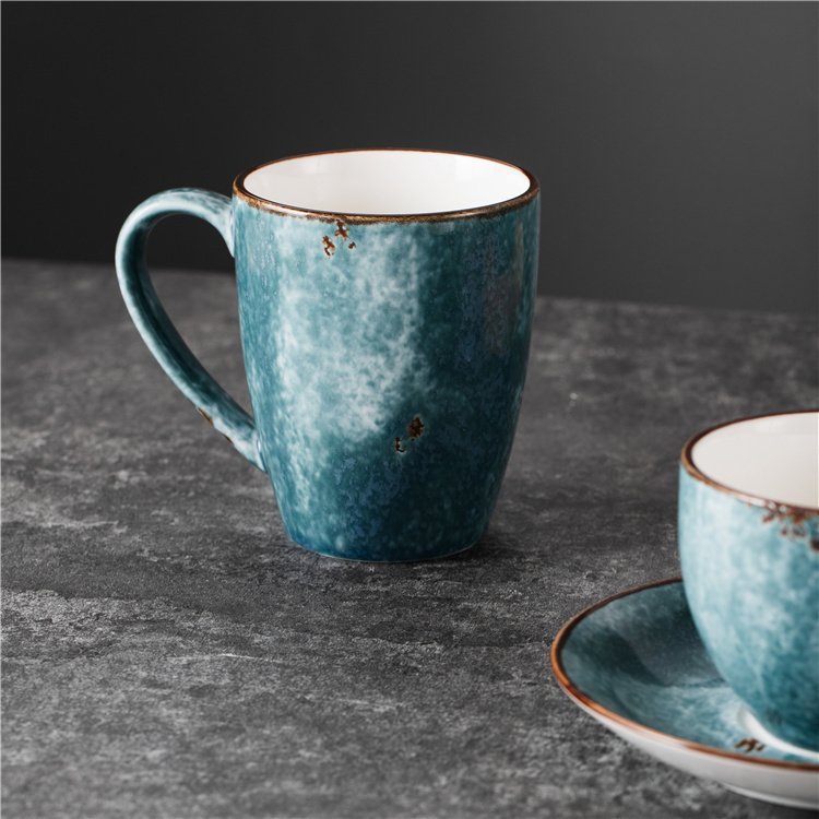 Modern Custom Logo 400ml Single Handle Drinkware Cup Color Glaze Coffee Cup Ceramic Coffee Mug for Gift