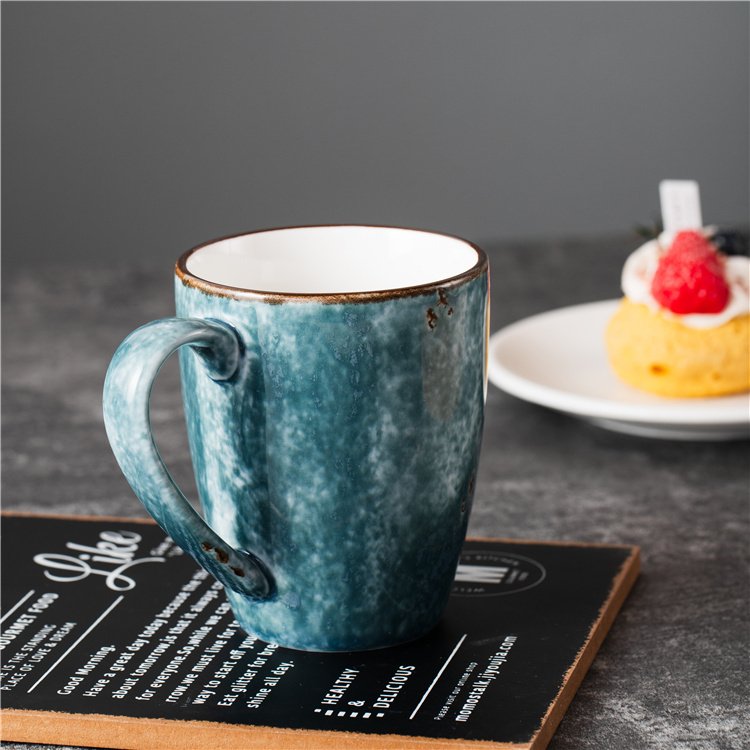 Modern Custom Logo 400ml Single Handle Drinkware Cup Color Glaze Coffee Cup Ceramic Coffee Mug for Gift