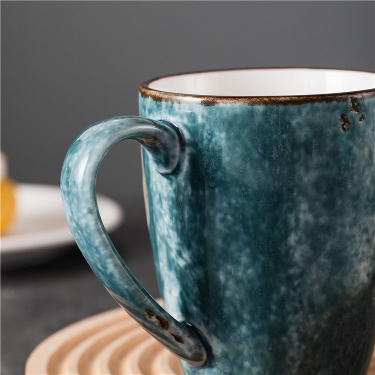 Modern Custom Logo 400ml Single Handle Drinkware Cup Color Glaze Coffee Cup Ceramic Coffee Mug for Gift