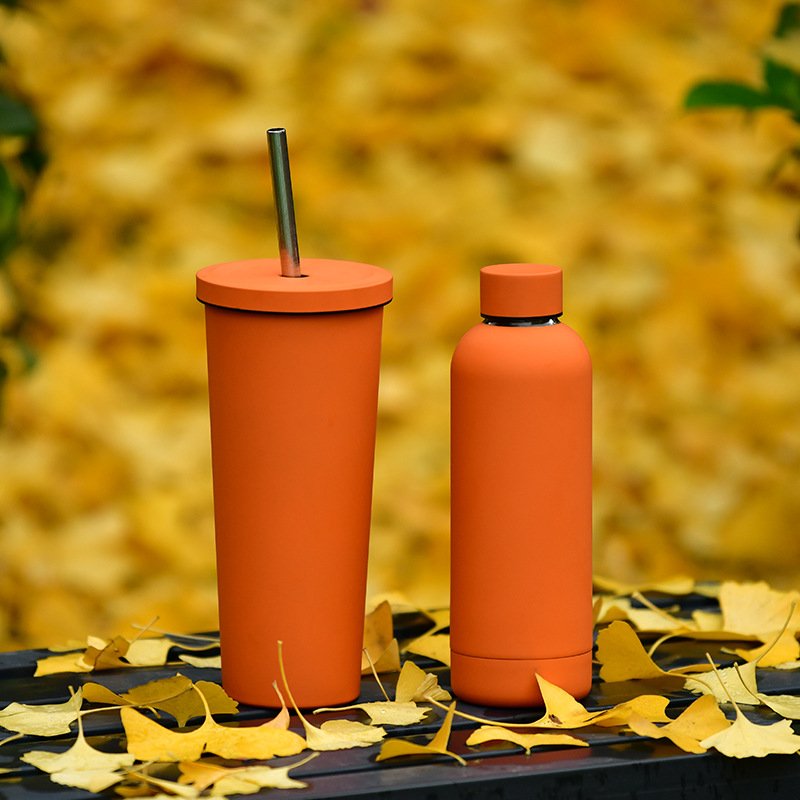 Premium Food grade 500ml 750ml 1000ml double walled stainless steel vacuum flasks thermos soft touch rubber coating
