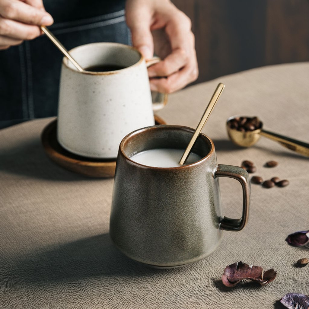 High Quality Japanese Style Porcelain Tea Cup / Glazed Design Cappuccino Coffee Cup Personalization Custom Logo Ceramic Mug