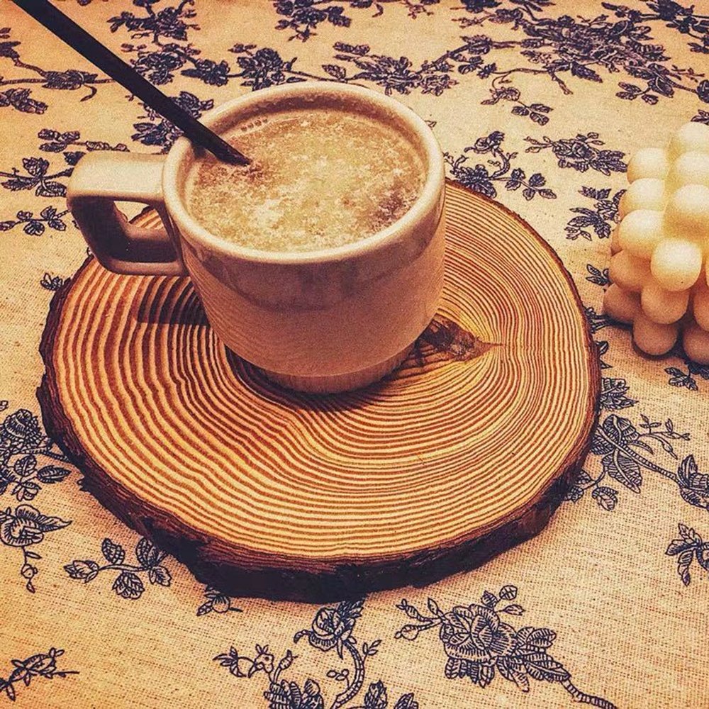 Creative Raw Wood Coaster Coffee Tea Party Cup Holder Customized Decor Small Wood Round Unpeeled Raw Pinewood Coaser Mug Holder