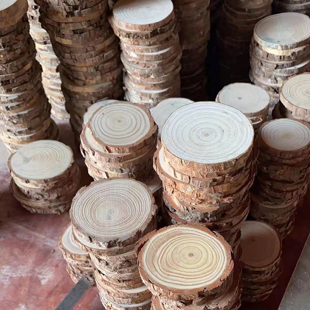 Creative Raw Wood Coaster Coffee Tea Party Cup Holder Customized Decor Small Wood Round Unpeeled Raw Pinewood Coaser Mug Holder
