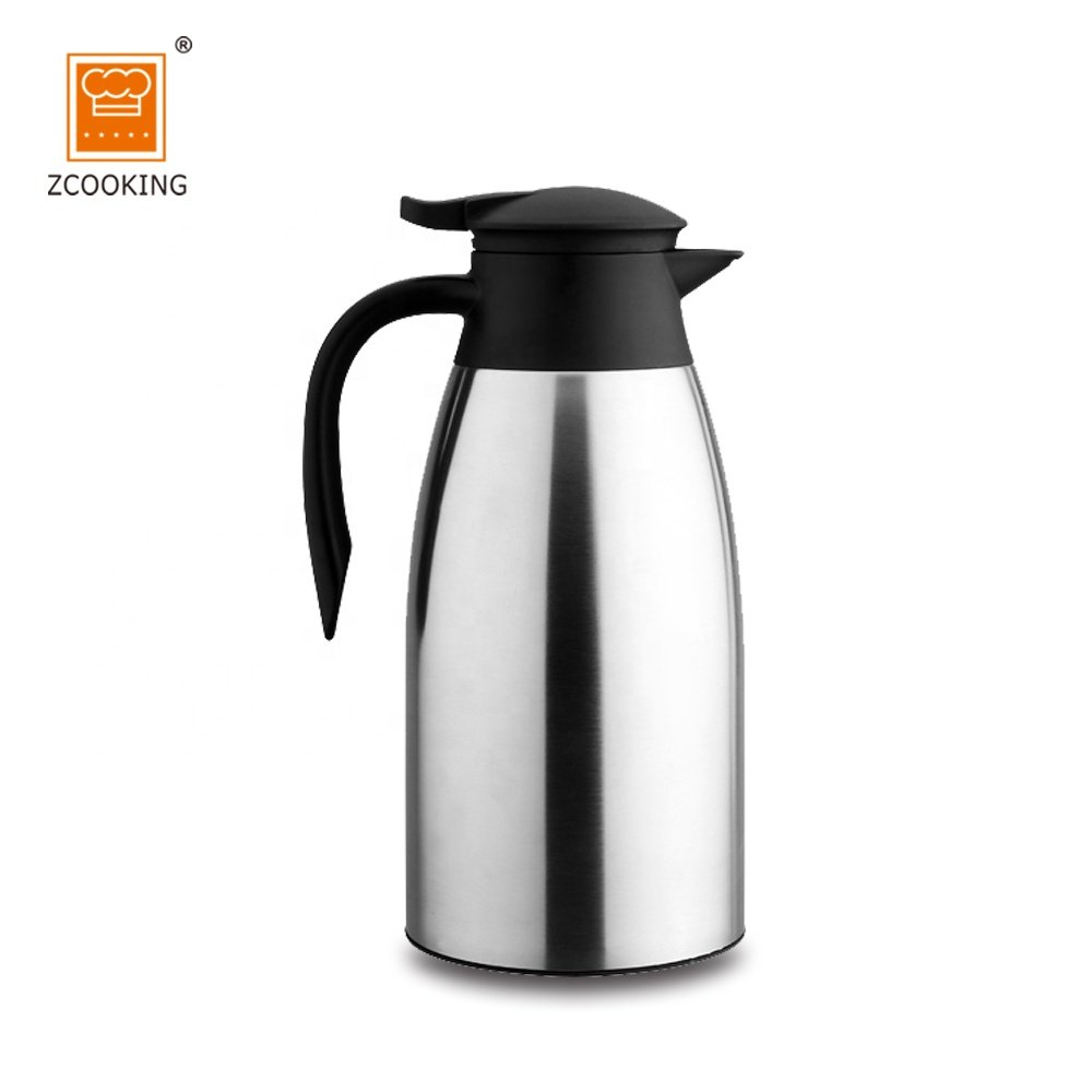 Stainless Steel Coffee Thermal Carafe - 2 L Double Walled Insulated Vacuum Flask 24 Hour Heat Retention For Coffee