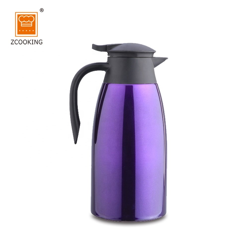 Stainless Steel Coffee Thermal Carafe - 2 L Double Walled Insulated Vacuum Flask 24 Hour Heat Retention For Coffee