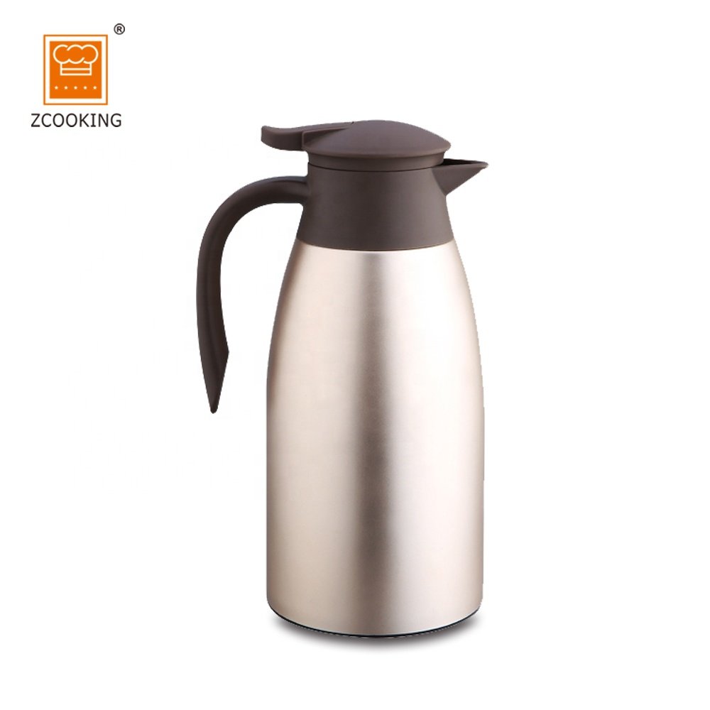 Stainless Steel Coffee Thermal Carafe - 2 L Double Walled Insulated Vacuum Flask 24 Hour Heat Retention For Coffee