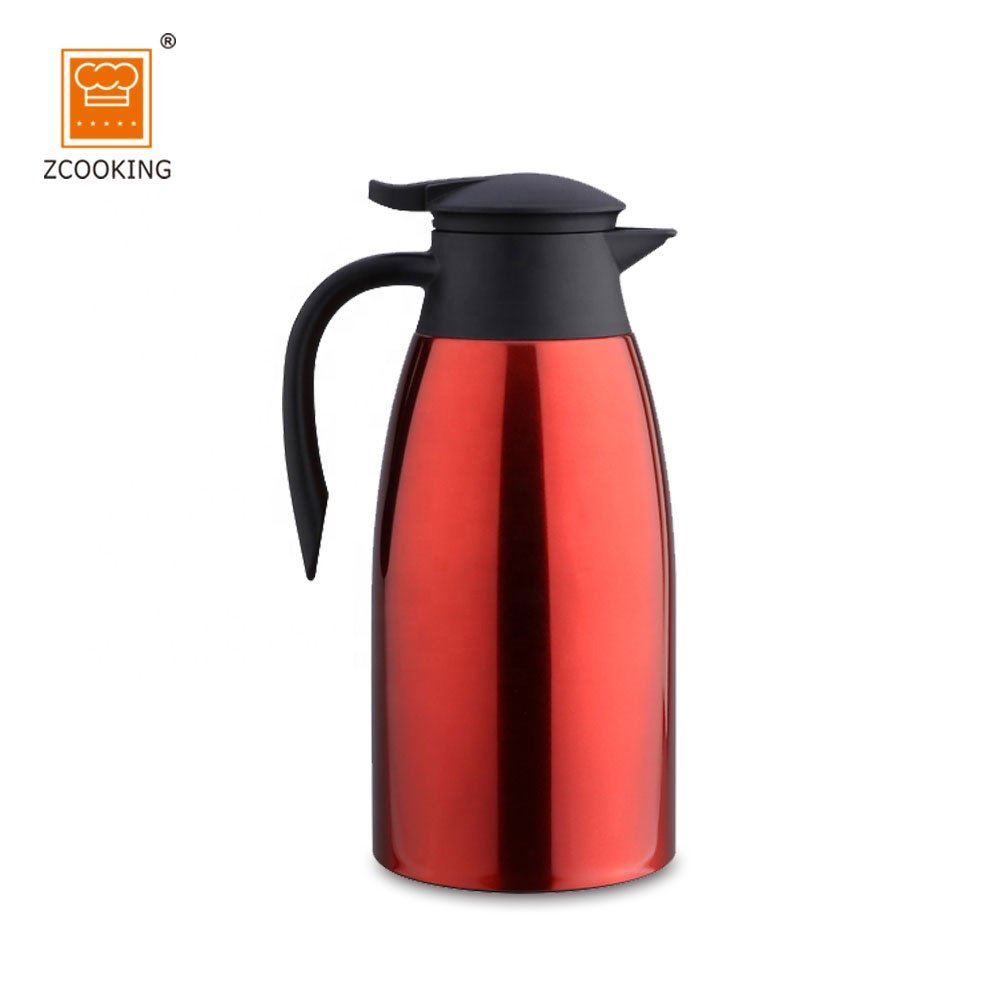 Stainless Steel Coffee Thermal Carafe - 2 L Double Walled Insulated Vacuum Flask 24 Hour Heat Retention For Coffee