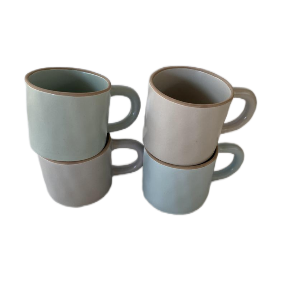 ZSC eco friendly plain simple dark green new shape coffee shop cup latte modern ceramic mug with natural glaze