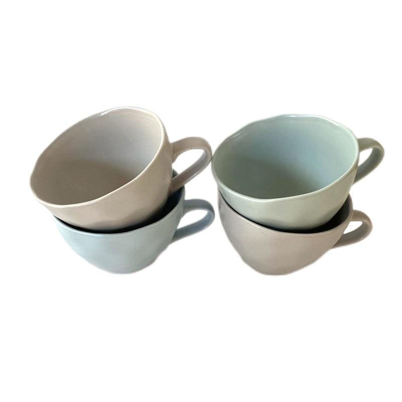 ZSC eco friendly plain simple dark green new shape coffee shop cup latte modern ceramic mug with natural glaze