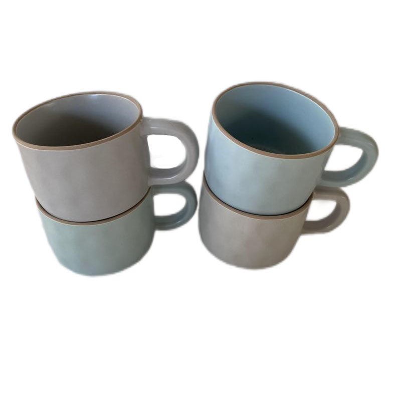 ZSC eco friendly plain simple dark green new shape coffee shop cup latte modern ceramic mug with natural glaze