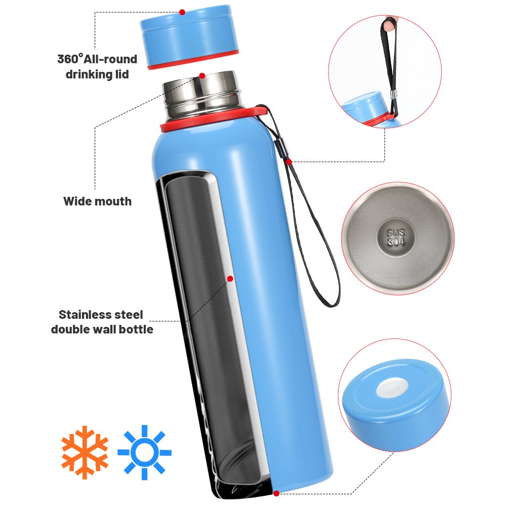Wholesale Cheap Water Bottle 304 Stainless Steel Double Wall Vacuum Insulated Flask Sport Water Bottle with Rope