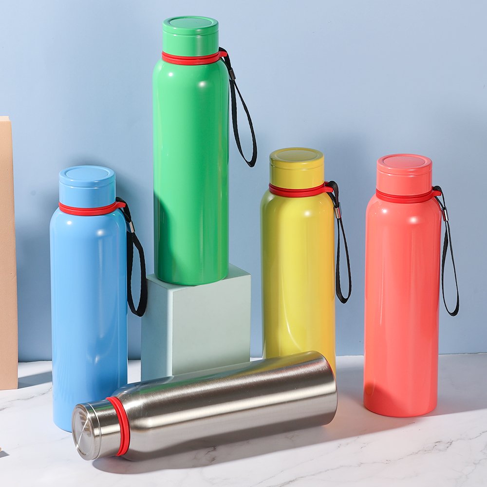 Wholesale Cheap Water Bottle 304 Stainless Steel Double Wall Vacuum Insulated Flask Sport Water Bottle with Rope