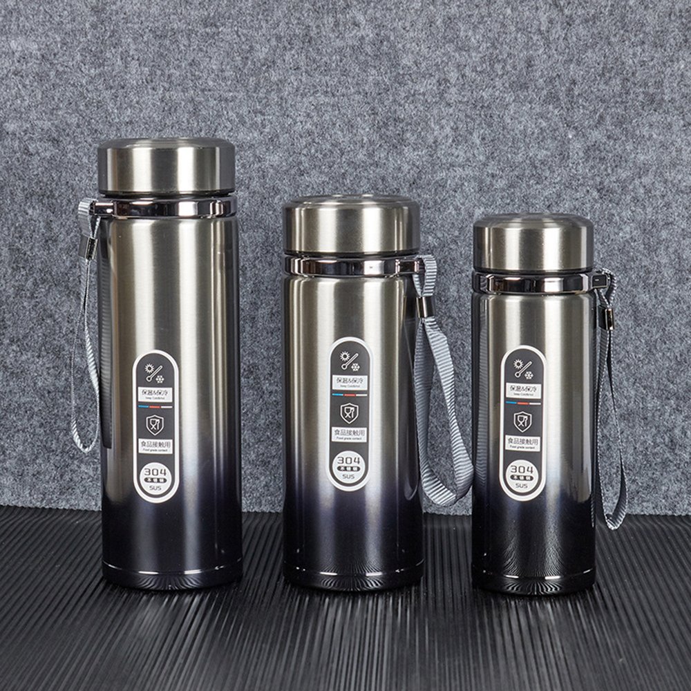 Wholes Hydro Stainless Steel Water Bottle with Rope Outdoor Gradual Color Tumbler Wide Mouth Hydro Sport Thermos Vacuum Flask