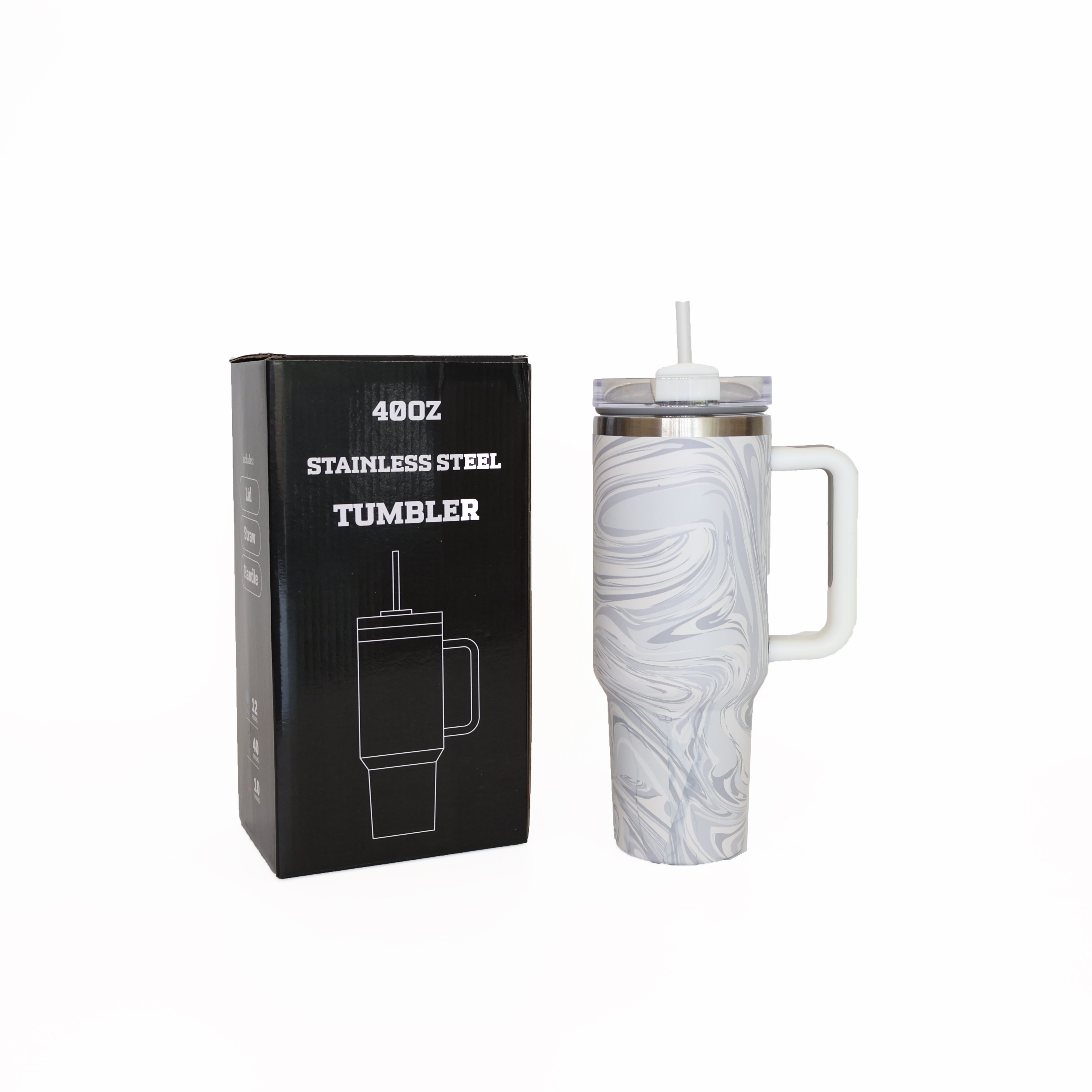 USA Warehouse Insulated Stainless Steel Water Bottle Cup Travel Coffee Mug Tie Dye Swirl Polar 40 oz Tumbler