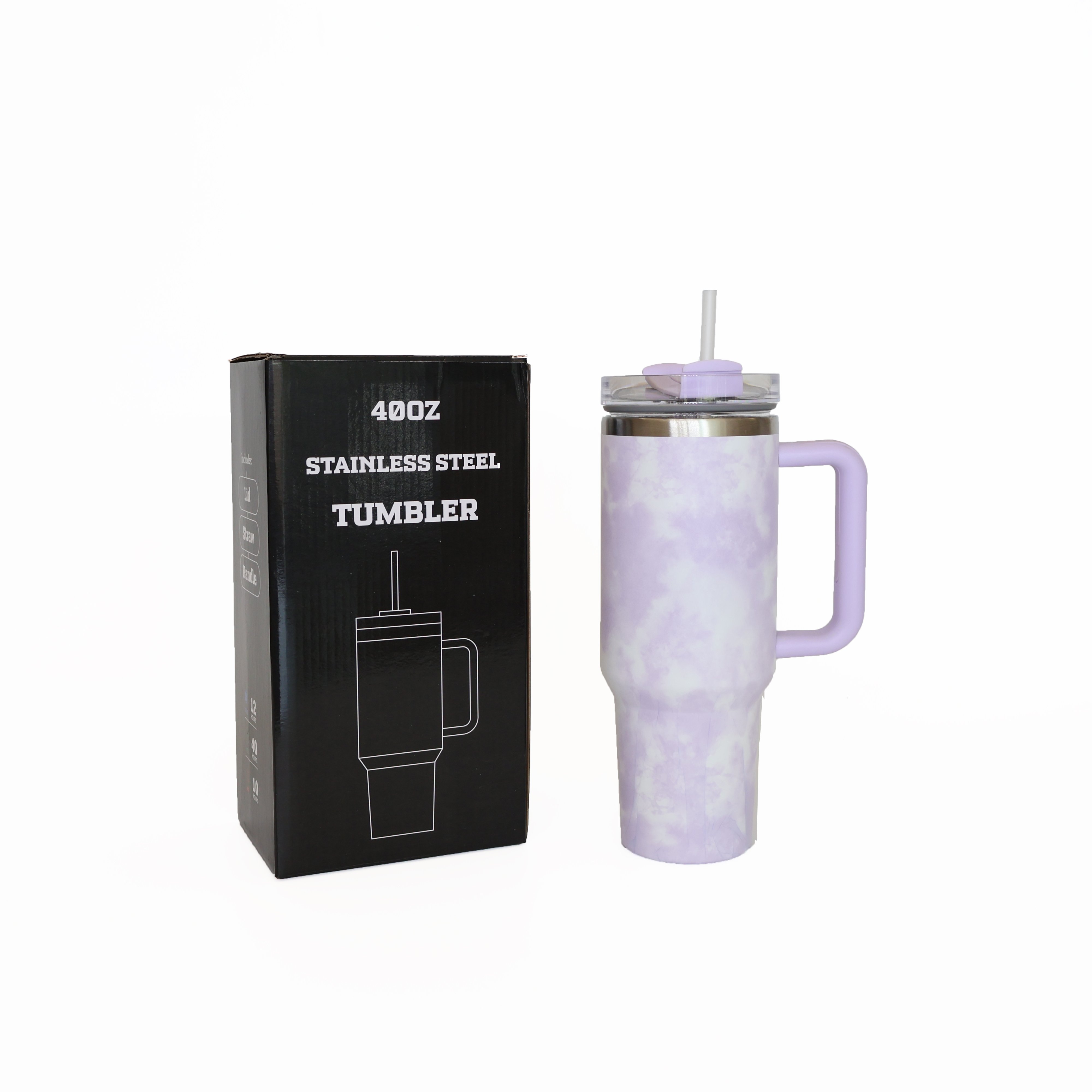 USA Warehouse Insulated Stainless Steel Water Bottle Cup Travel Coffee Mug Tie Dye Swirl Polar 40 oz Tumbler