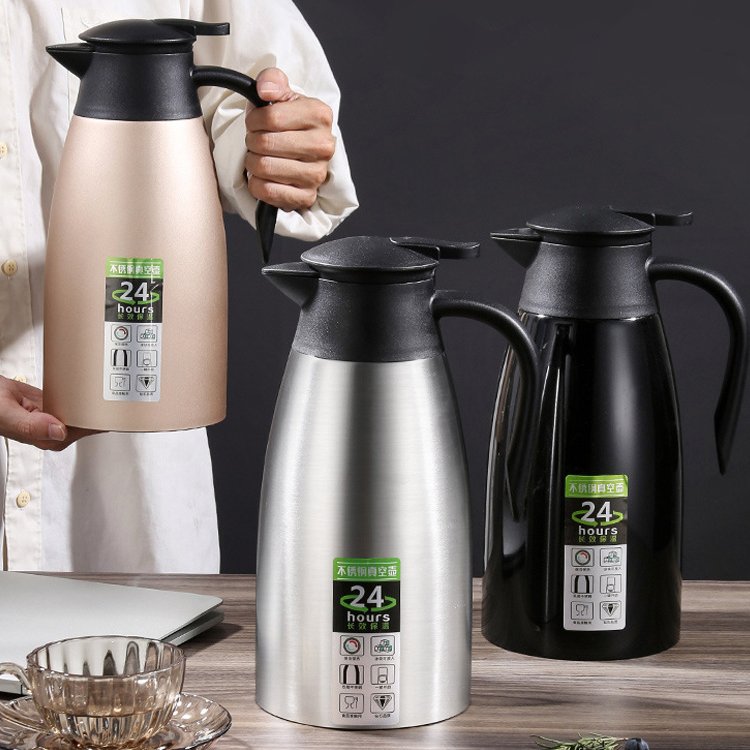 2 Liter 304 Red Kettle Thermos Vacuum Flask and Jug Hot Water Bottle and Food Flask Durable Food Storage Thermos Camping Kettle