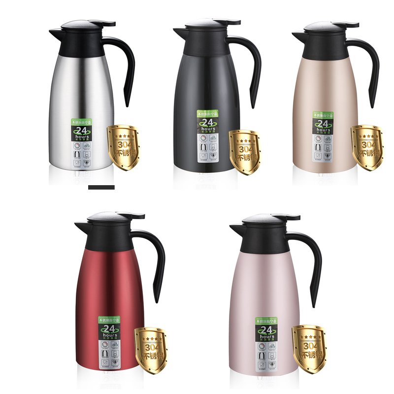 2 Liter 304 Red Kettle Thermos Vacuum Flask and Jug Hot Water Bottle and Food Flask Durable Food Storage Thermos Camping Kettle