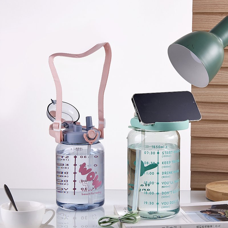 BPA FREE Plastic Cheap Water Bottle 1350ML 1650ML Gym Sports Drinking Bottle Motivational Fitness Bottle Big Capacity Cup