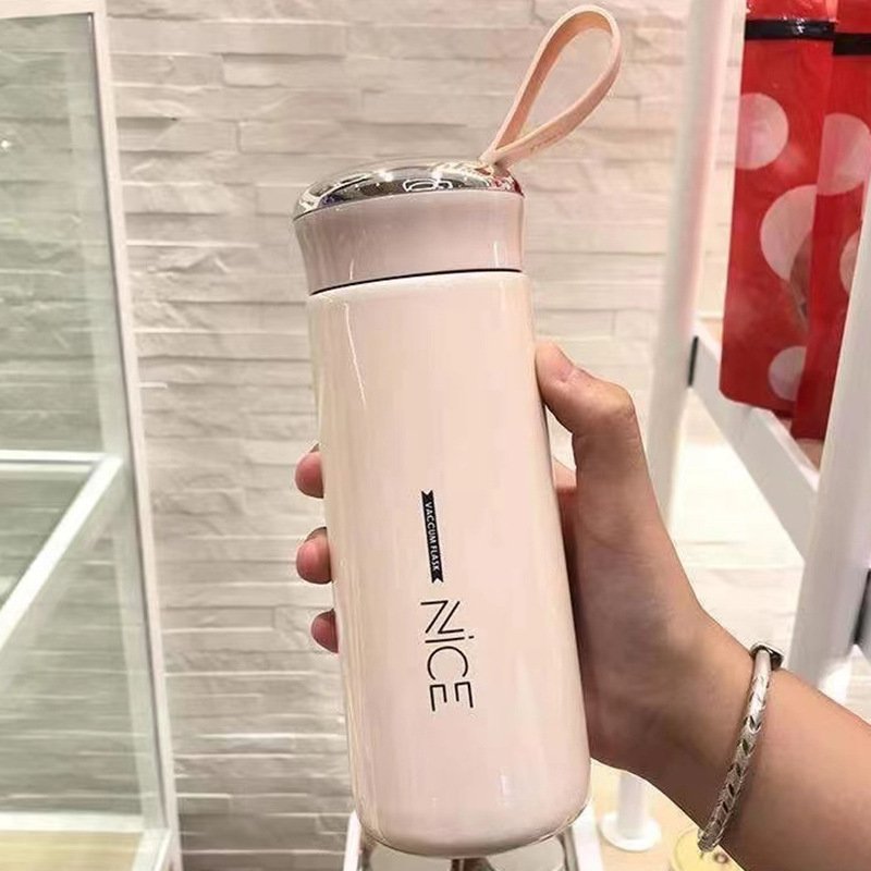 Glass Water Bottle Unbreakable Clear Cylinder 400ml Drinking Glass Water Bottle