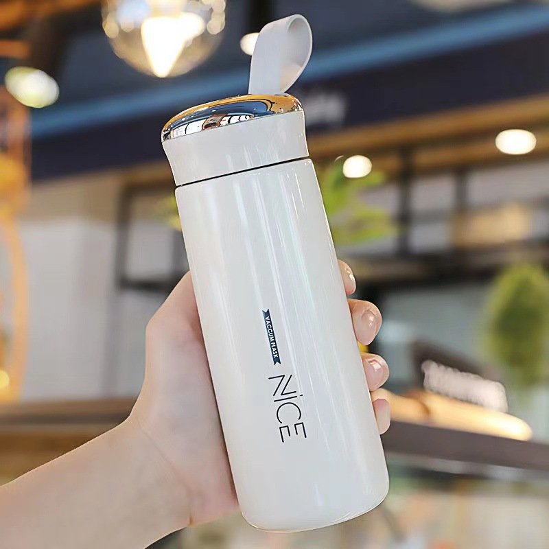 Glass Water Bottle Unbreakable Clear Cylinder 400ml Drinking Glass Water Bottle