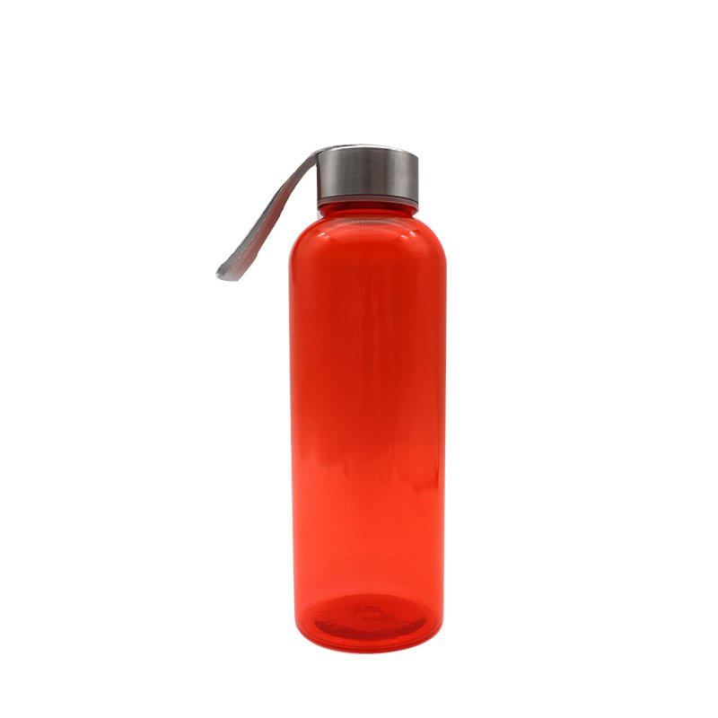 600ML Manufacturing reusable BPA Free plastic drinking water bottle with stainless cap and handle rope