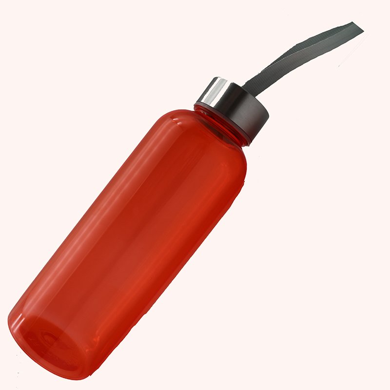 600ML Manufacturing reusable BPA Free plastic drinking water bottle with stainless cap and handle rope