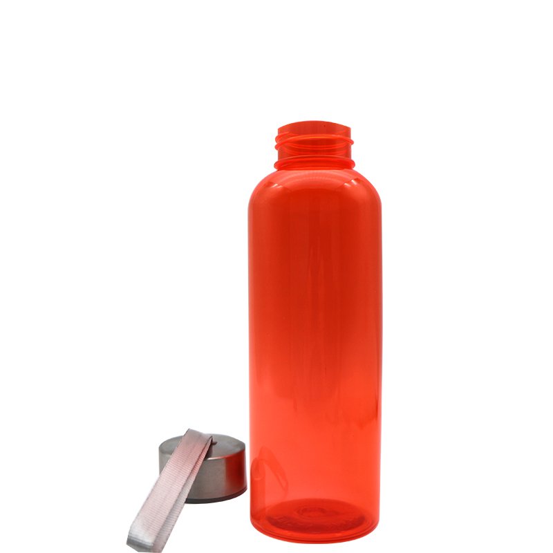 600ML Manufacturing reusable BPA Free plastic drinking water bottle with stainless cap and handle rope