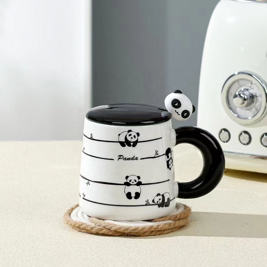 Fine white porcelain mug with color glazed 12 oz ceramic cups with handles for home kitchen blue and white stoneware coffee mug