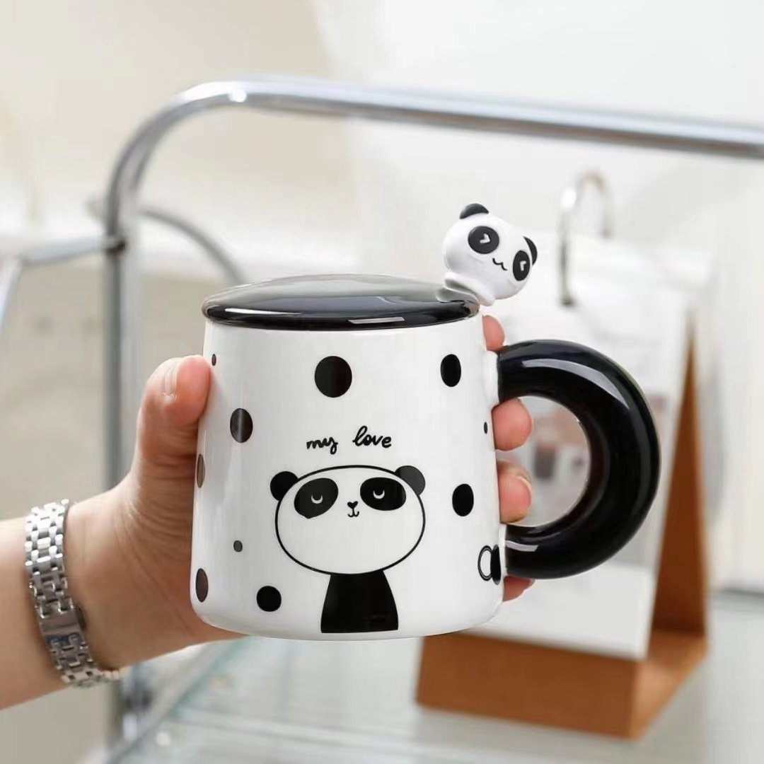 Fine white porcelain mug with color glazed 12 oz ceramic cups with handles for home kitchen blue and white stoneware coffee mug
