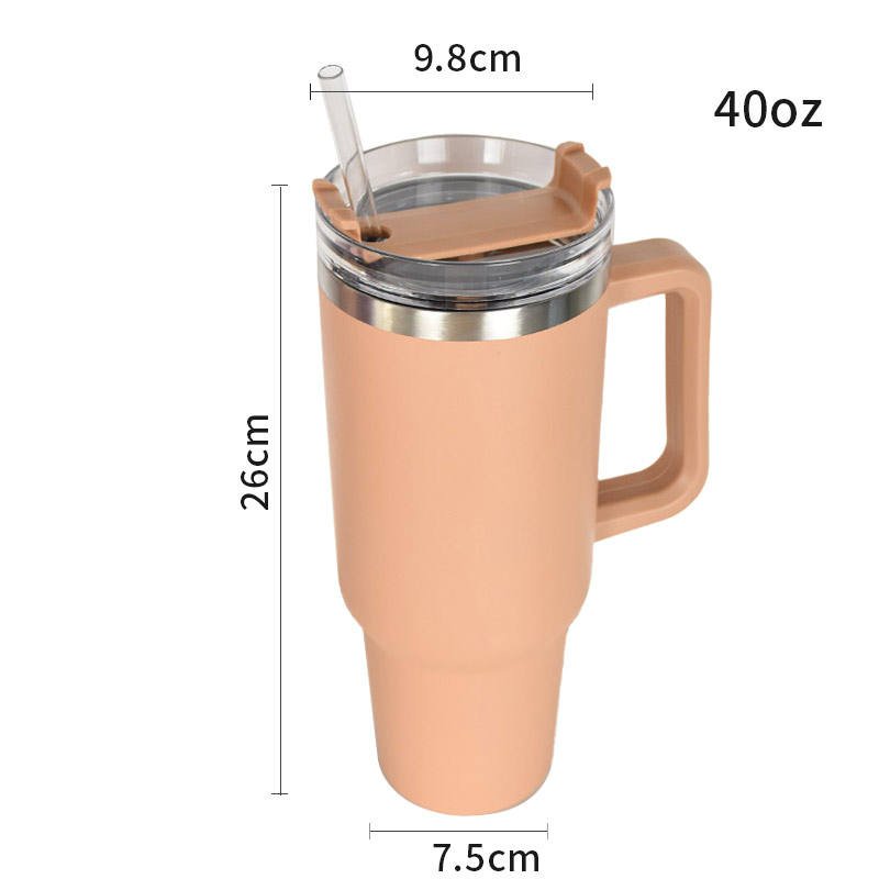 High Quality 40OZ Big Grip Reusable Vacuum Travel Beer Mug Adventure Tumbler With Handle And Straw Lid