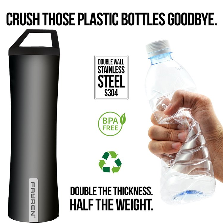 Fayren Portable Travel 304 Stainless Steel Tumbler Vacuum Flask & thermoses Water Bottle with Handle