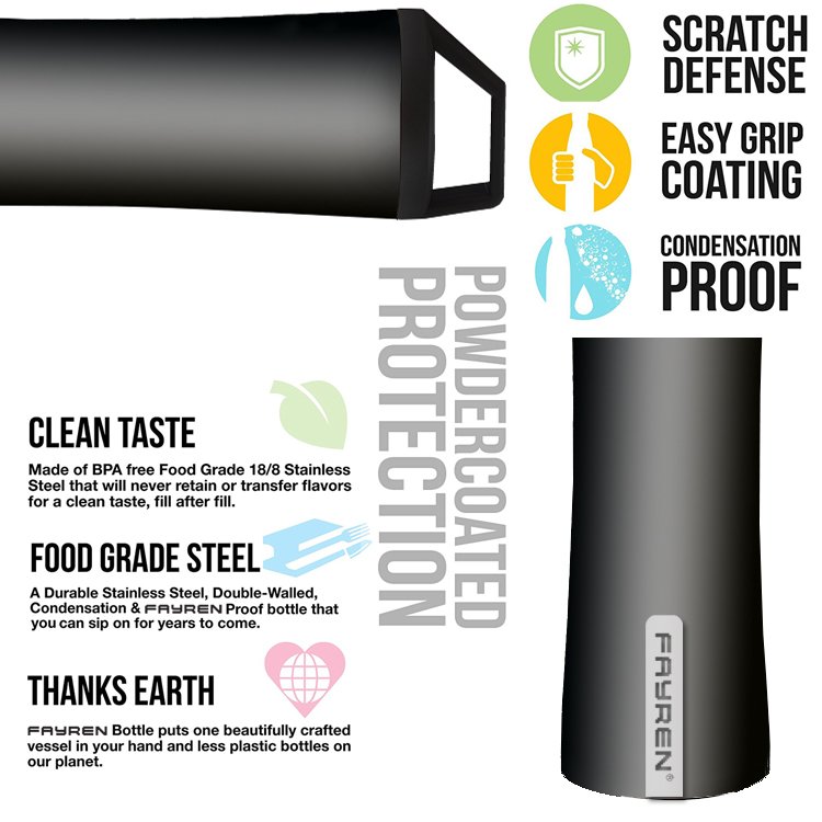 Fayren Portable Travel 304 Stainless Steel Tumbler Vacuum Flask & thermoses Water Bottle with Handle