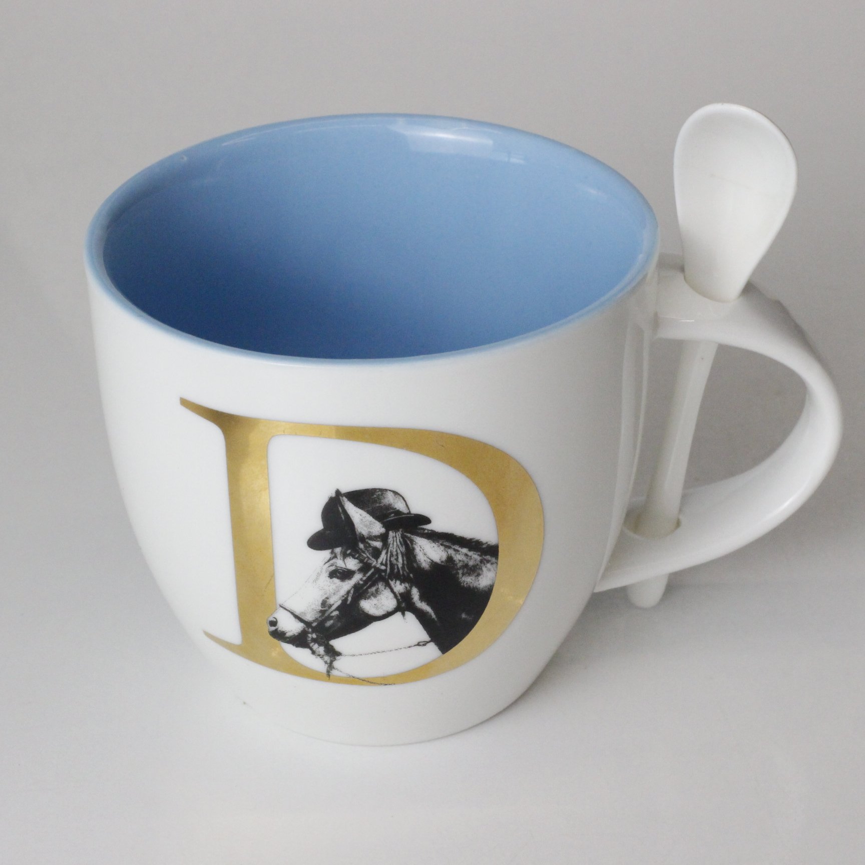 Ceramic Coffee Mugs attached with spoon Customized Gold Color Pattern Design Coffee Mugs Custom Logo Printed