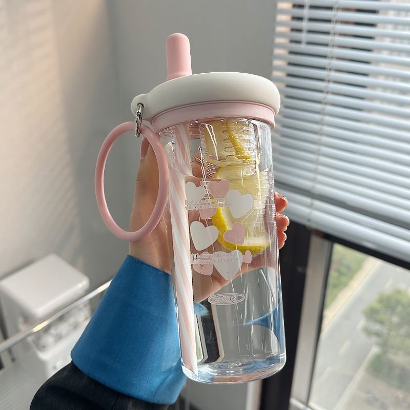 Zogifts Luxury Portable Double Drink Straw Water Bottle Large Capacity Dazzling Space Cup for Sports Travel Camping
